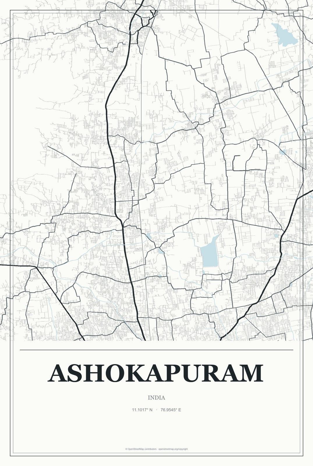 Ashokapuram, India City Map Aluminum Sign in Gallery Air style