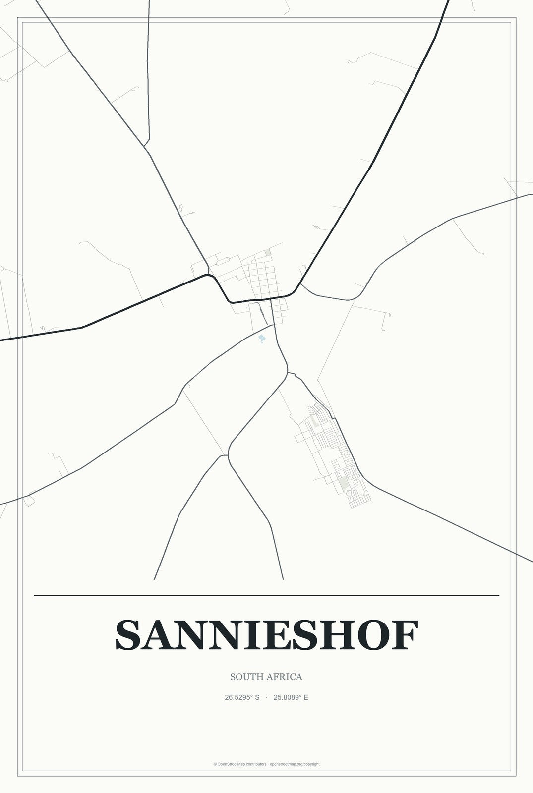 Sannieshof, South Africa City Map Aluminum Sign in Gallery Air style