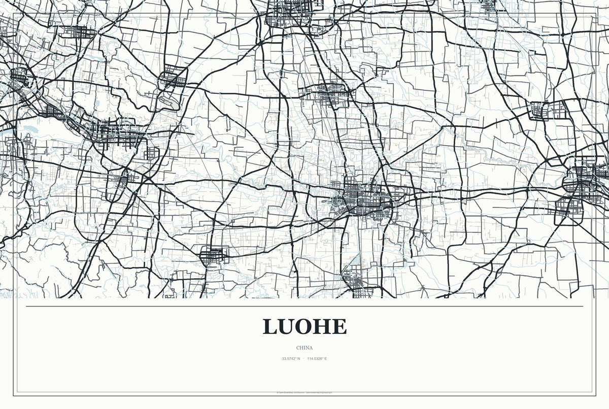 Luohe, China City Map Aluminum Sign in Gallery Air style