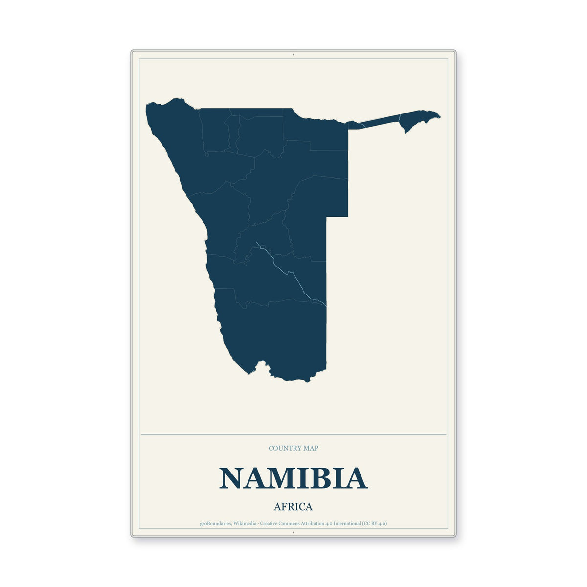 Namibia Country Map Aluminum Sign in Coastal Cutout style