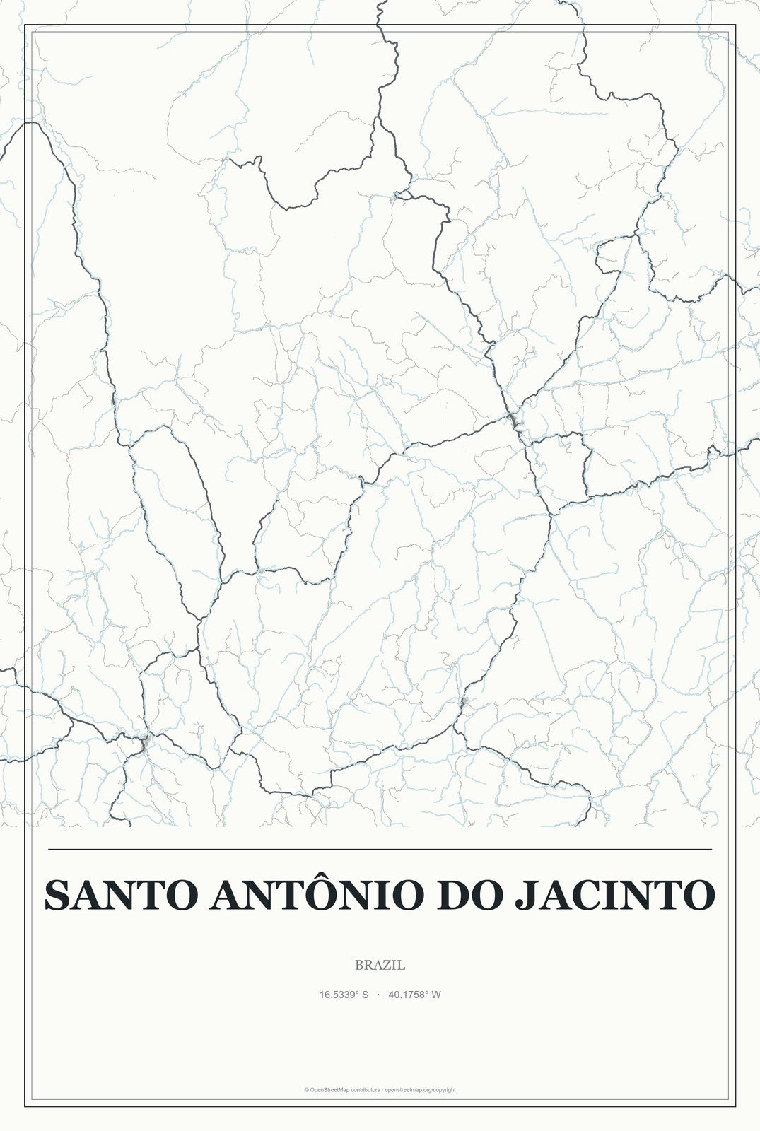 Santo Antônio do Jacinto, Brazil City Map Aluminum Sign in Gallery Air style
