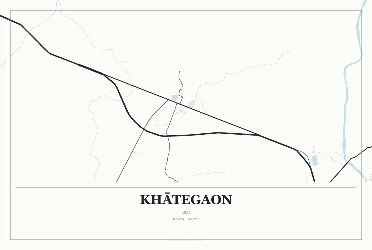 Khātegaon, India City Map Aluminum Sign in Gallery Air style