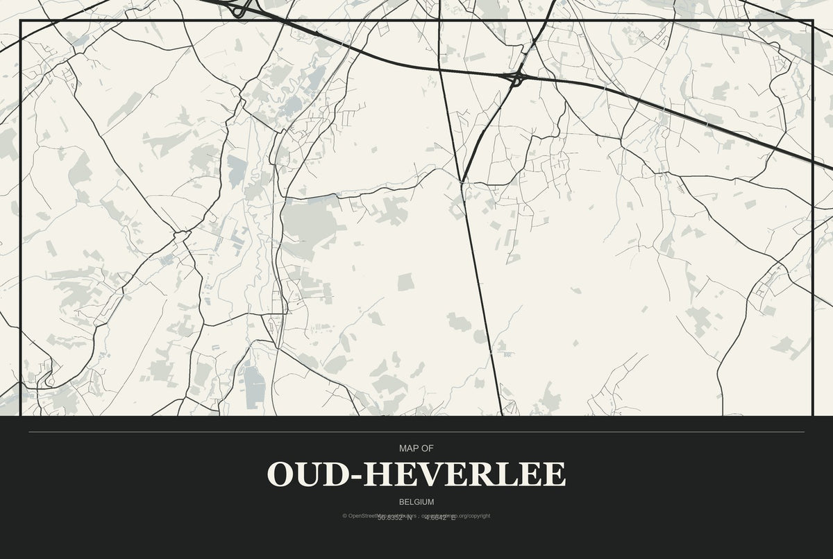 Oud-Heverlee, Belgium City Map Aluminum Sign in Museum Plaque style
