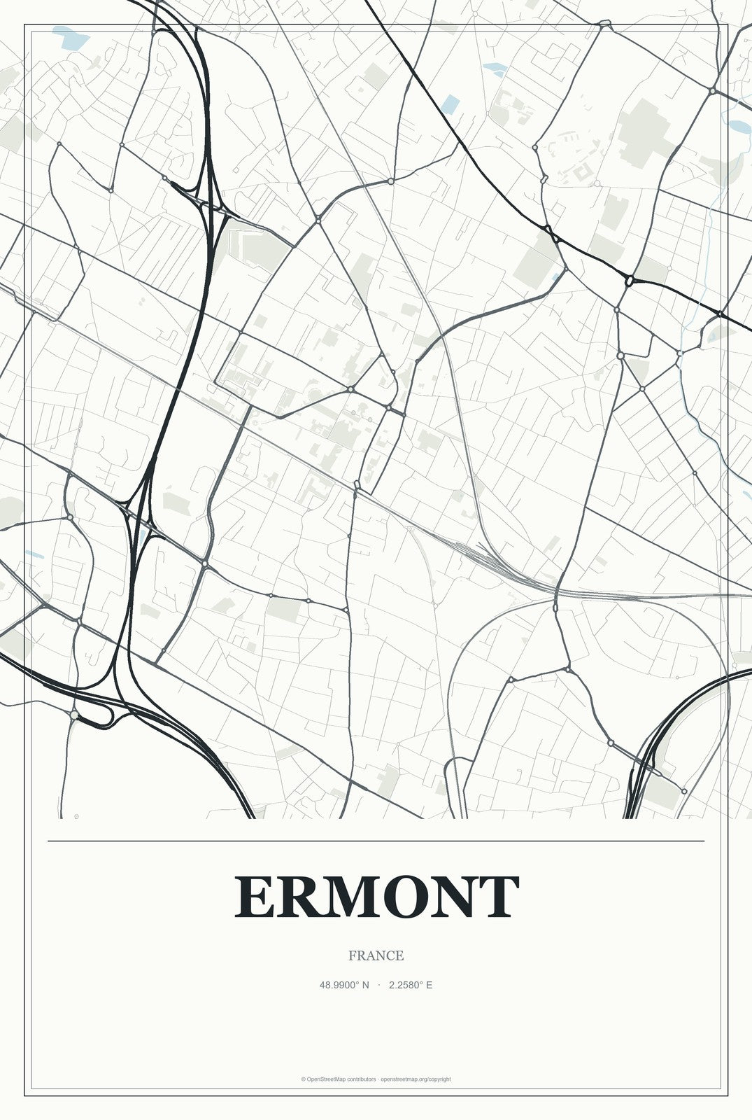 Ermont, France City Map Aluminum Sign in Gallery Air style