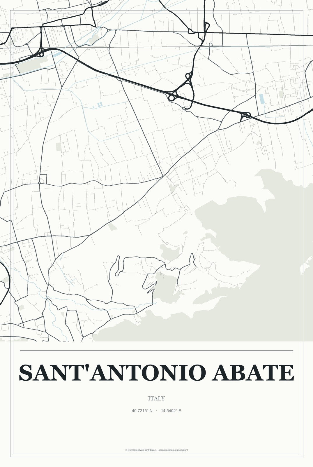 Sant'Antonio Abate, Italy City Map Aluminum Sign in Gallery Air style