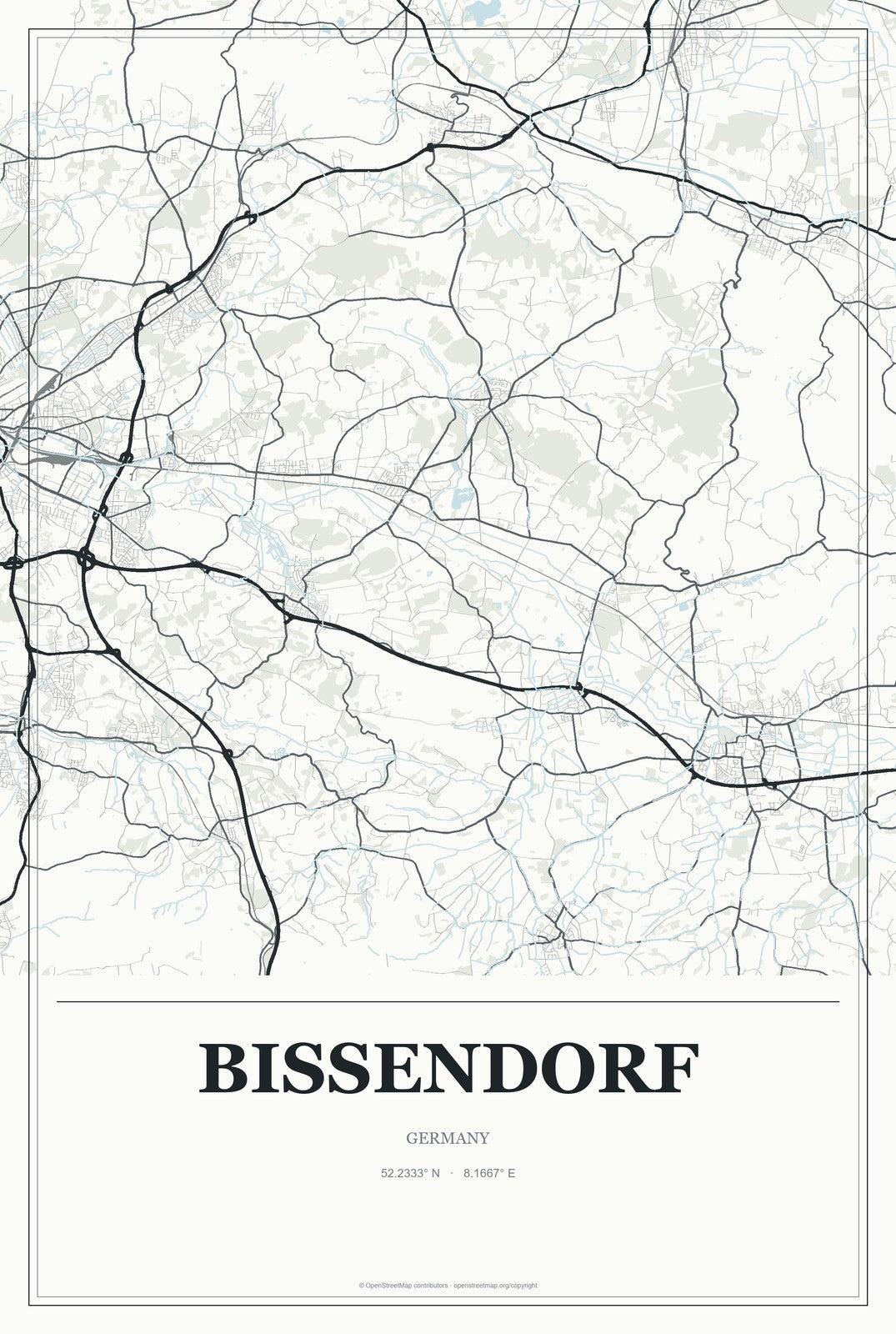 Bissendorf, Germany City Map Aluminum Sign in Gallery Air style