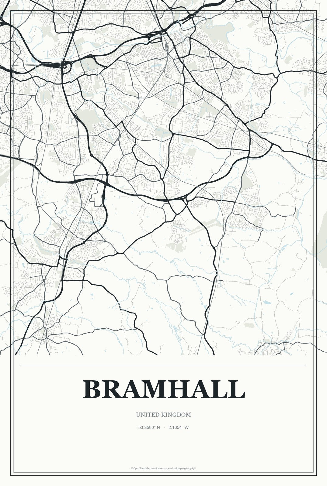 Bramhall, United Kingdom City Map Aluminum Sign in Gallery Air style