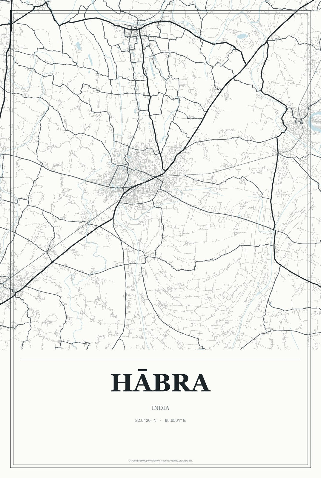 Hābra, India City Map Aluminum Sign in Gallery Air style
