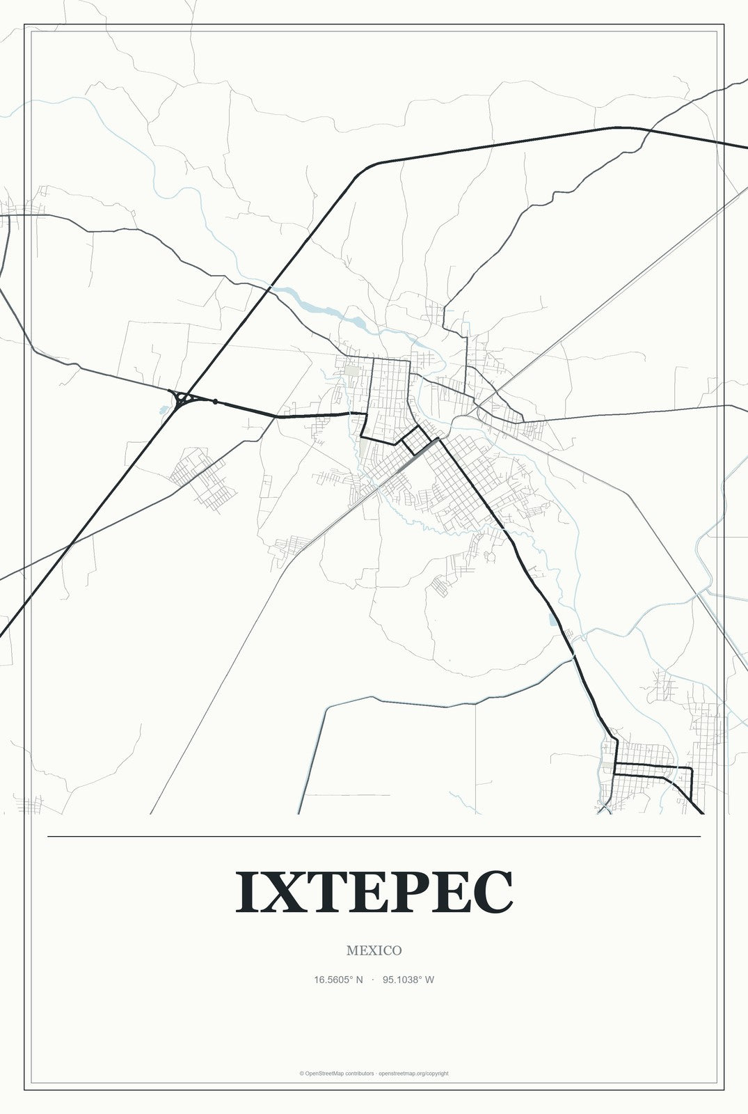 Ixtepec, Mexico City Map Aluminum Sign in Gallery Air style