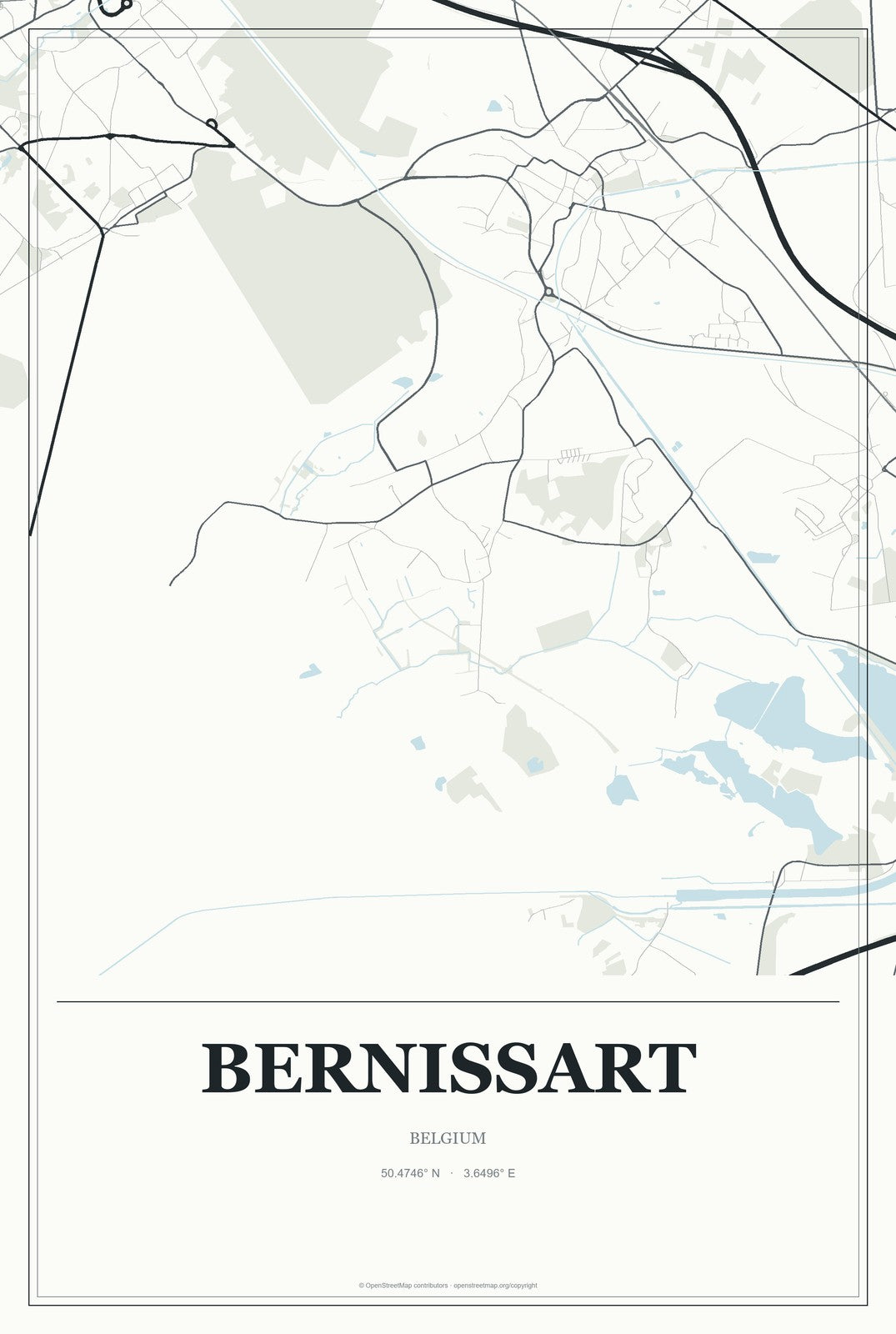 Bernissart, Belgium City Map Aluminum Sign in Gallery Air style