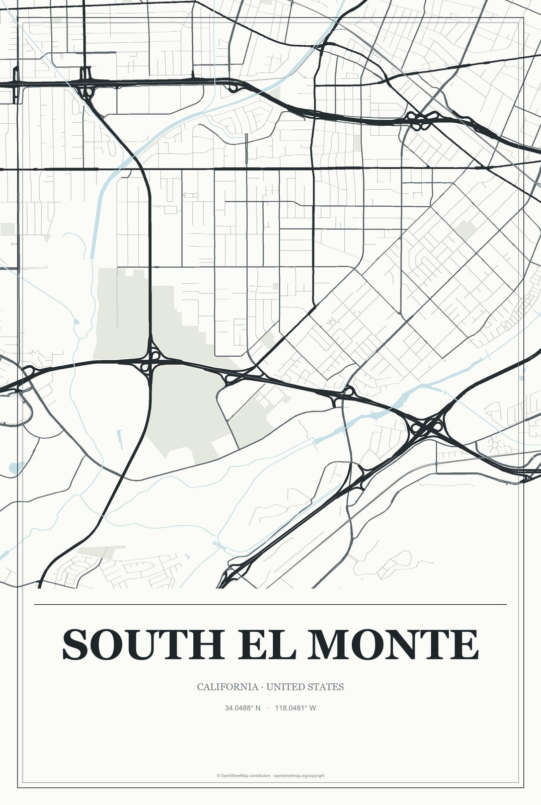 South El Monte, California City Map Aluminum Sign in Gallery Air style