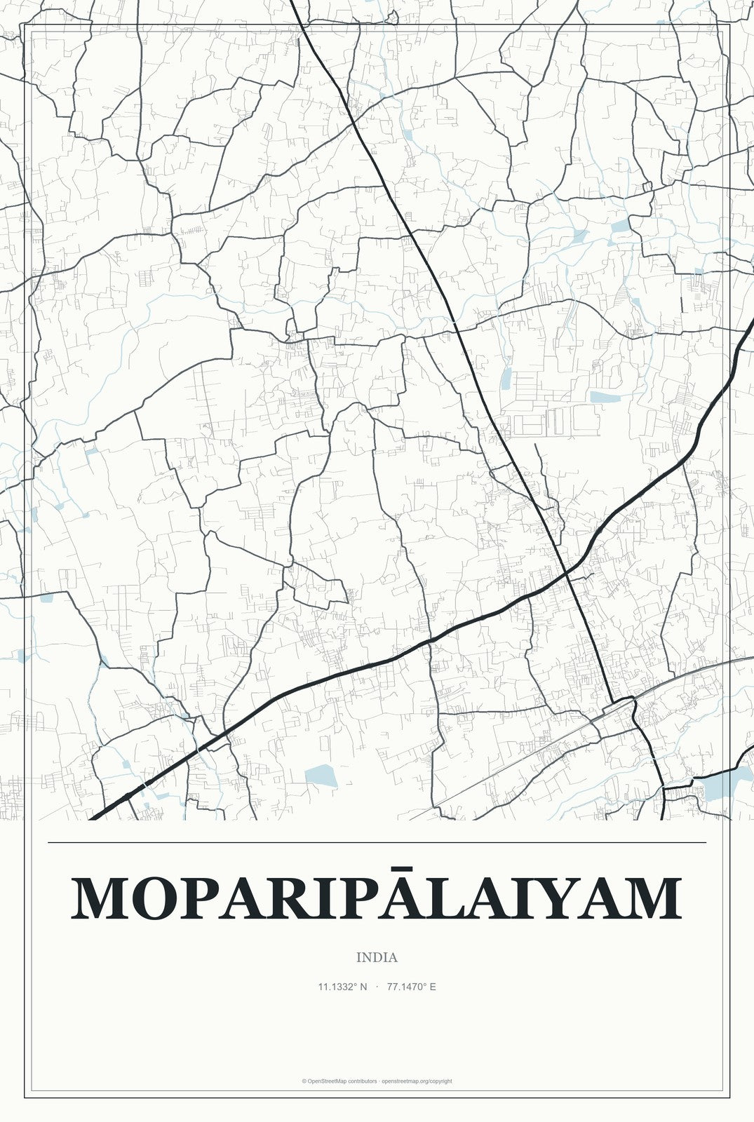 Moparipālaiyam, India City Map Aluminum Sign in Gallery Air style