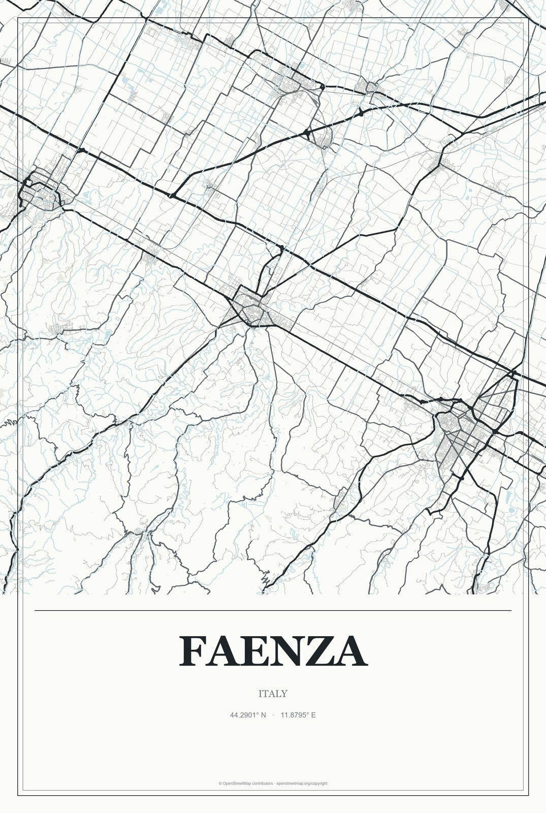 Faenza, Italy City Map Aluminum Sign in Gallery Air style