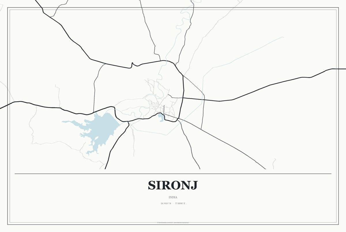 Sironj, India City Map Aluminum Sign in Gallery Air style
