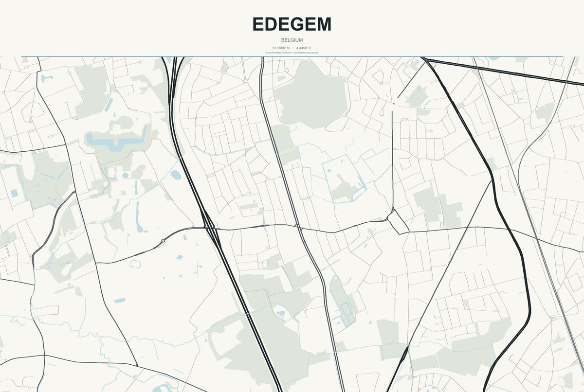 Edegem, Belgium City Map Aluminum Sign in Headline Atlas style