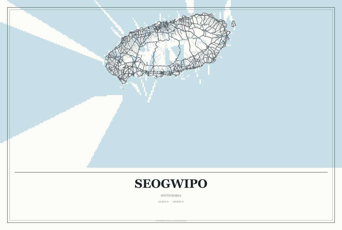 Seogwipo, South Korea City Map Aluminum Sign in Gallery Air style