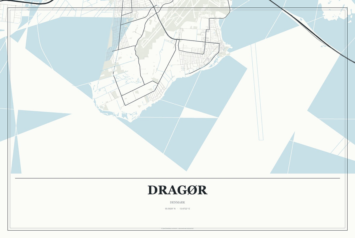 Dragør, Denmark City Map Aluminum Sign in Gallery Air style
