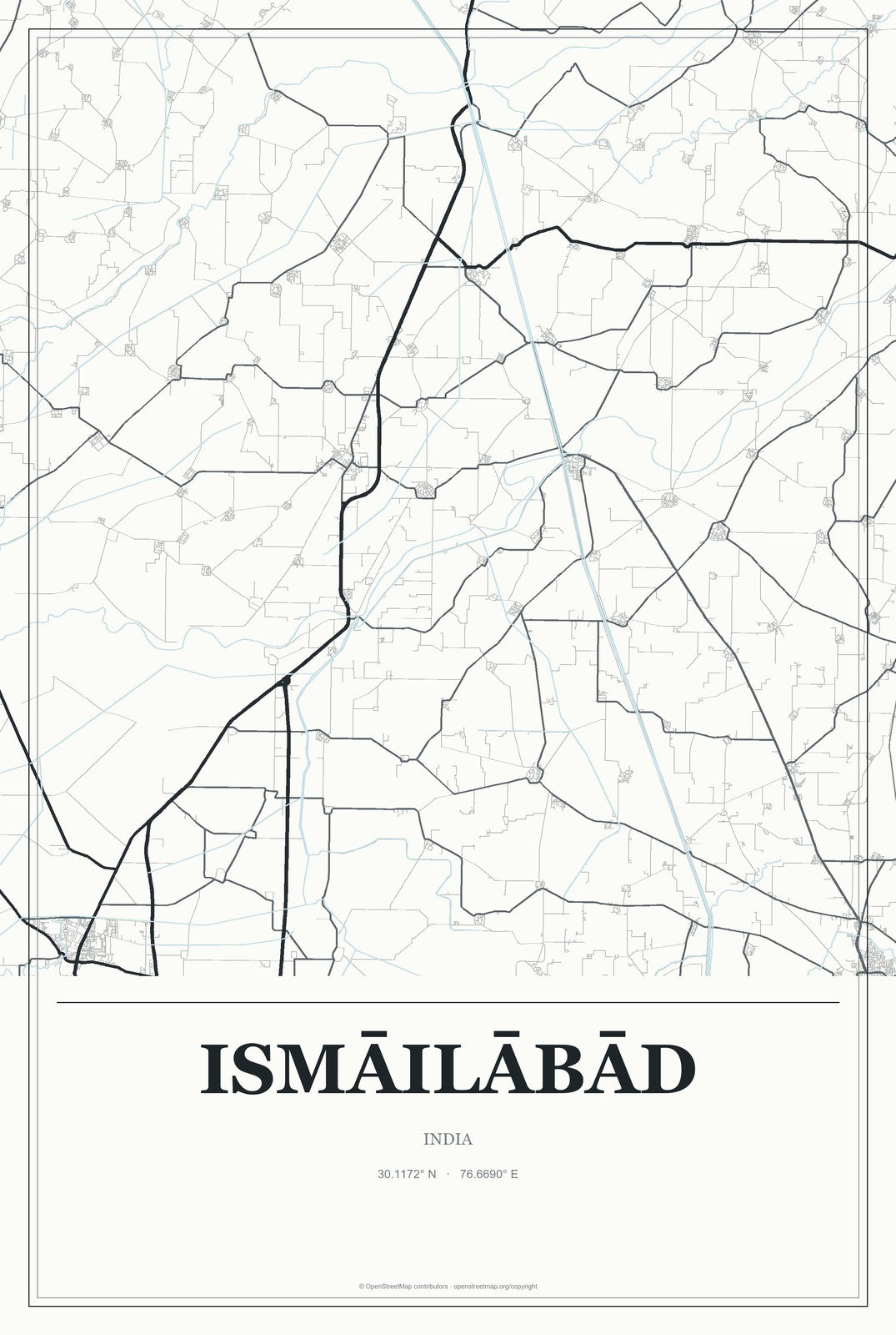 Ismāilābād, India City Map Aluminum Sign in Gallery Air style