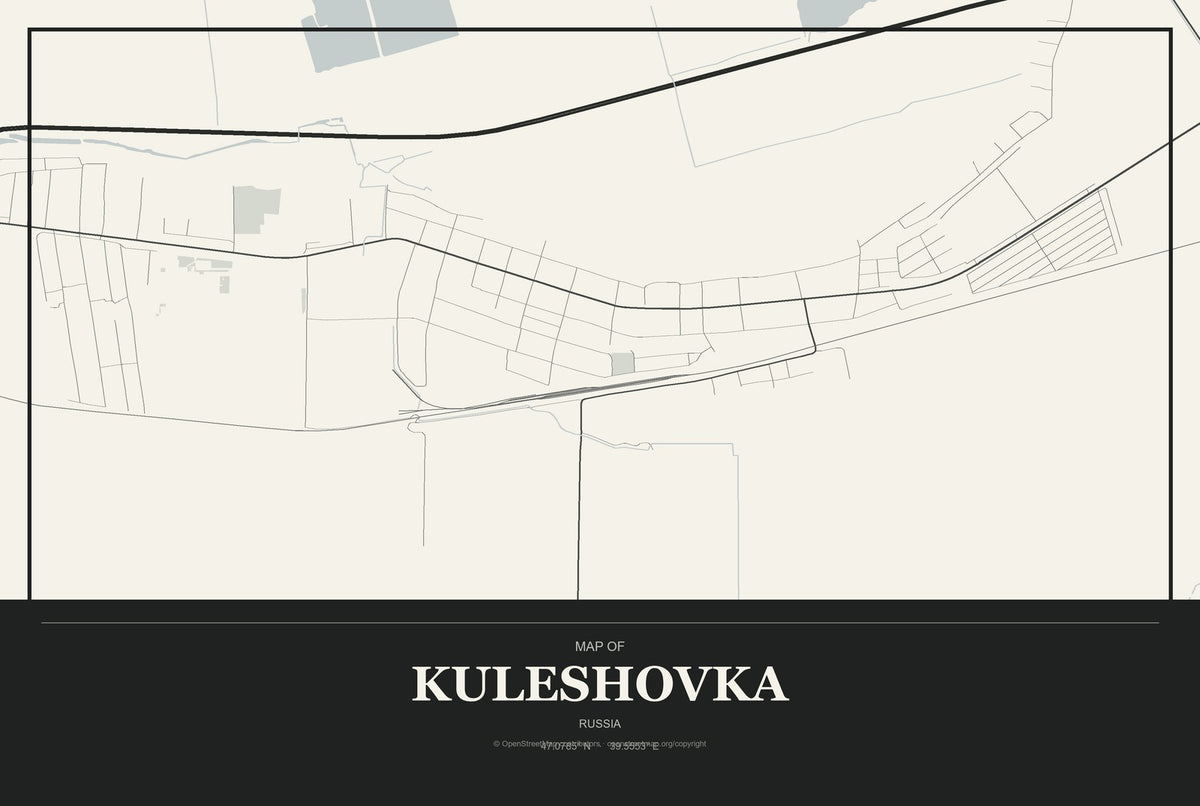 Kuleshovka, Russia City Map Aluminum Sign in Museum Plaque style