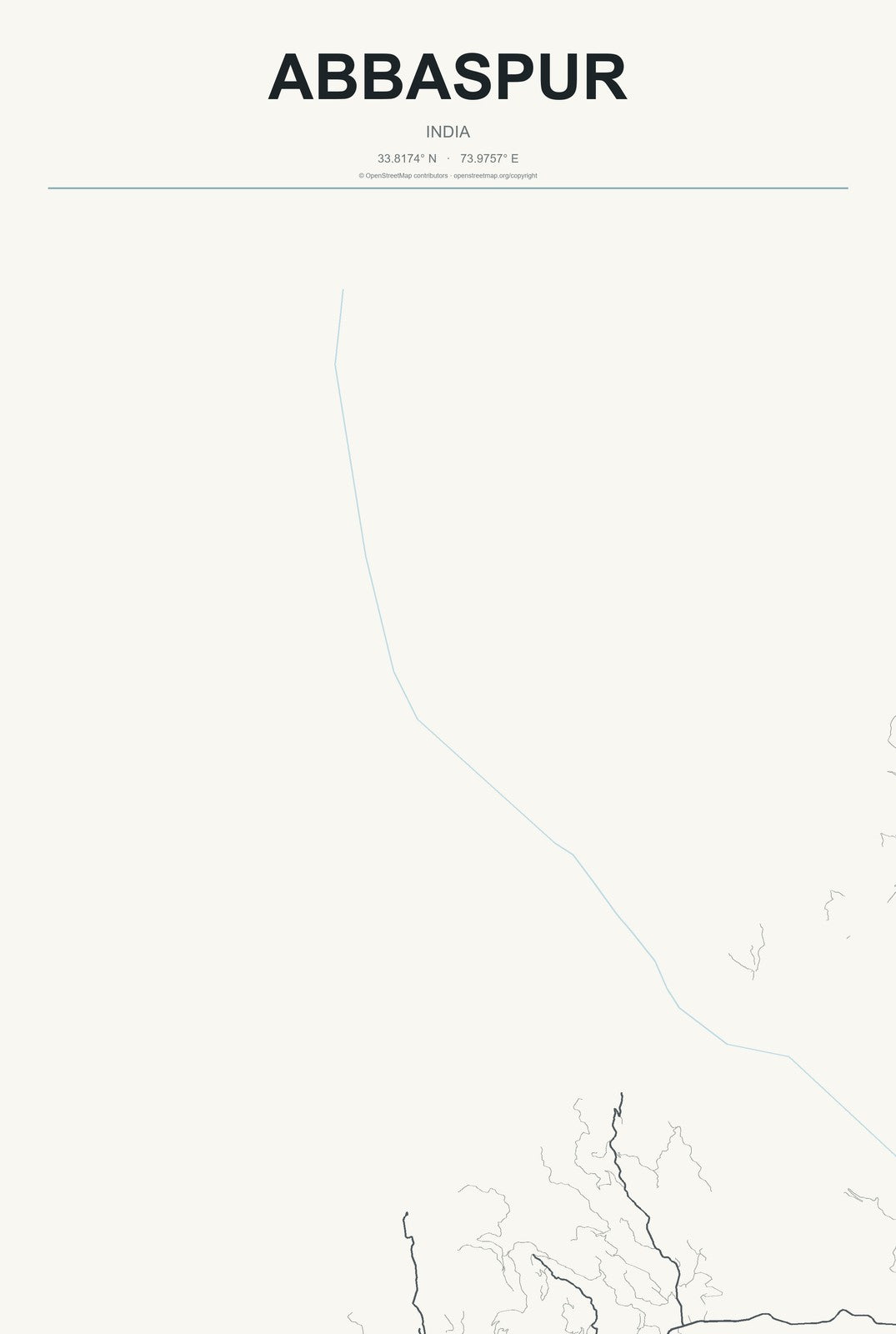 Abbaspur, India City Map Aluminum Sign in Headline Atlas style