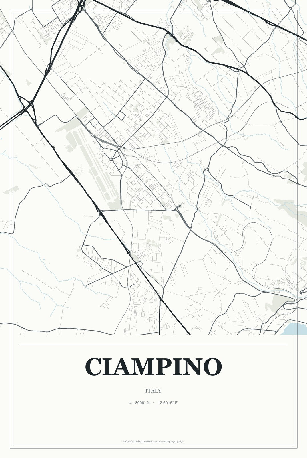 Ciampino, Italy City Map Aluminum Sign in Gallery Air style