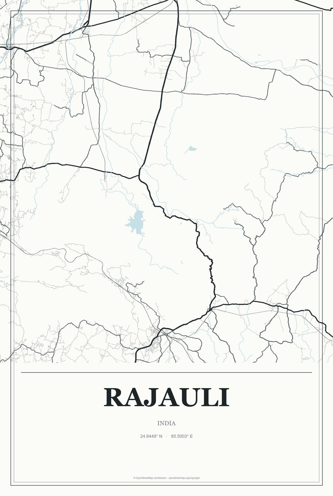 Rajauli, India City Map Aluminum Sign in Gallery Air style