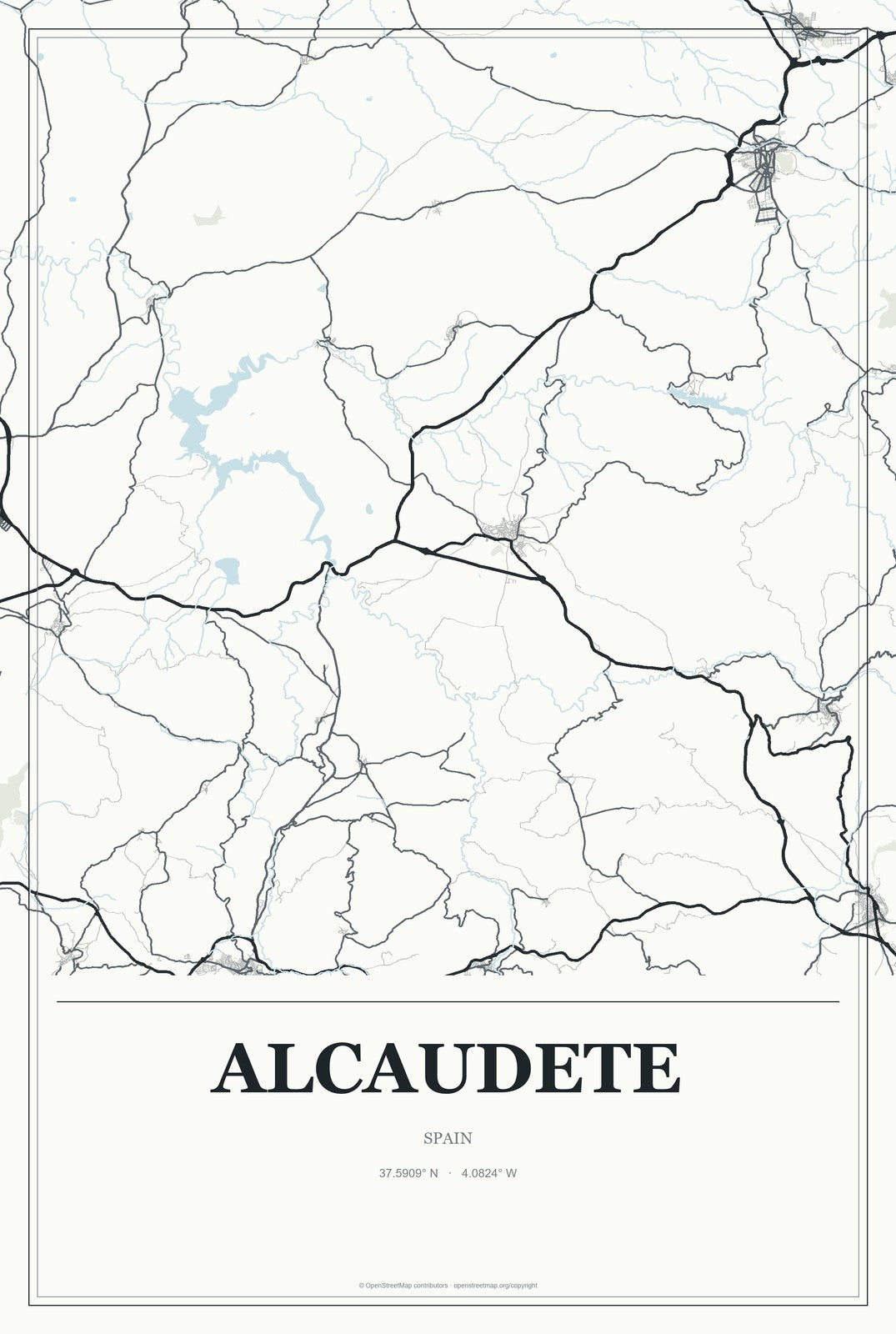 Alcaudete, Spain City Map Aluminum Sign in Gallery Air style