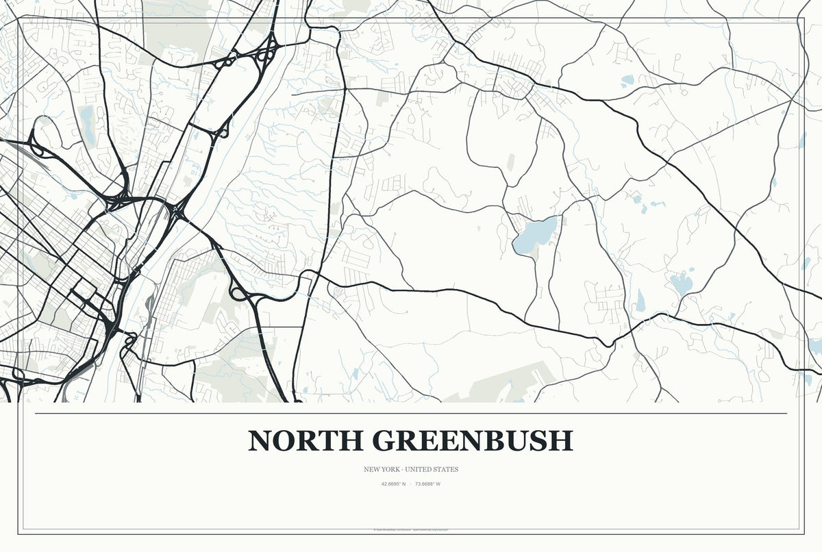 North Greenbush, New York City Map Aluminum Sign in Gallery Air style