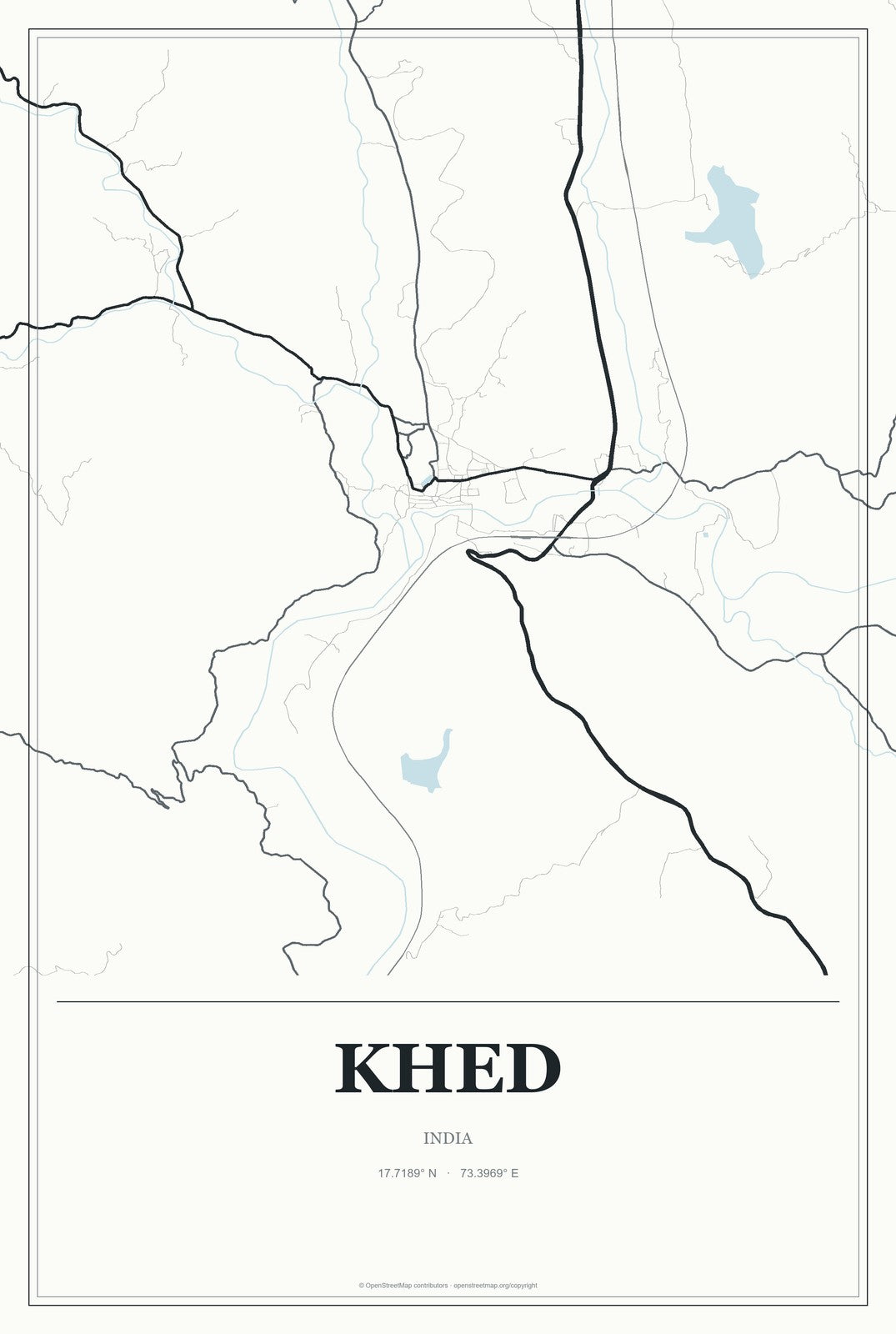 Khed, India City Map Aluminum Sign in Gallery Air style