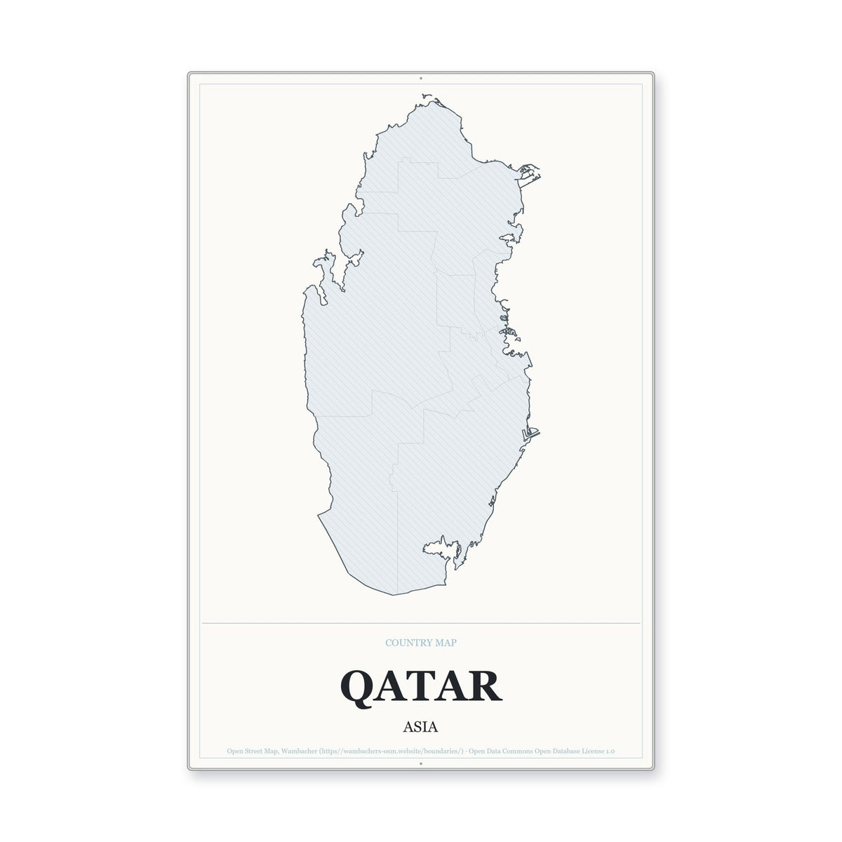 Qatar Country Map Aluminum Sign in Gallery Air style