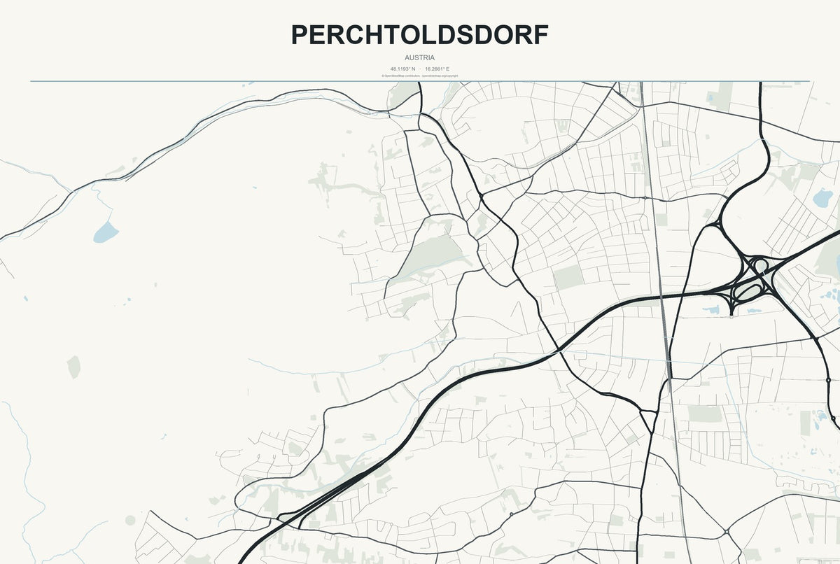 Perchtoldsdorf, Austria City Map Aluminum Sign in Headline Atlas style