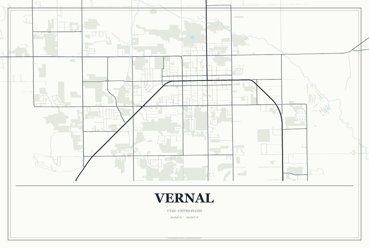 Vernal, Utah City Map Aluminum Sign in Gallery Air style