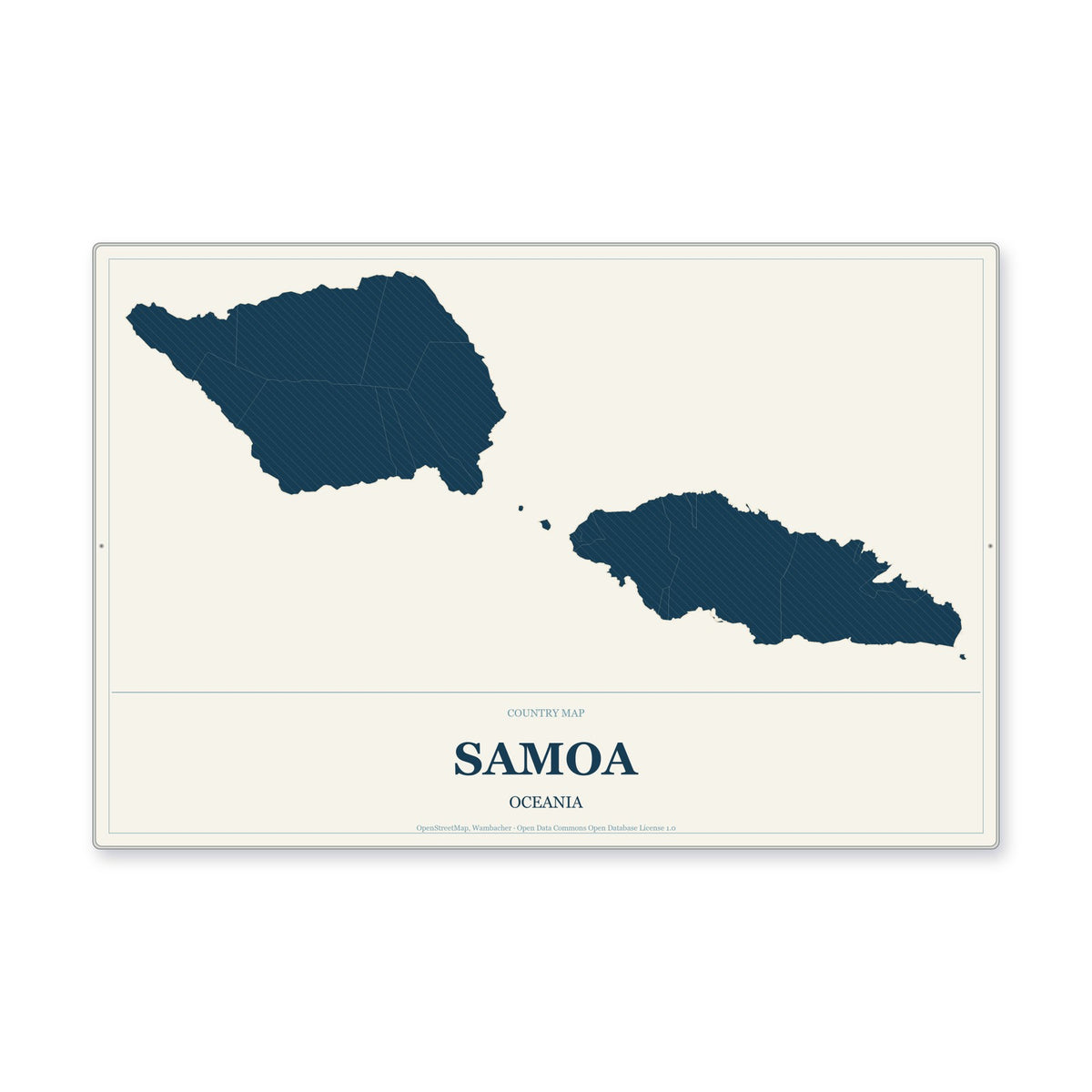 Samoa Country Map Aluminum Sign in Coastal Cutout style