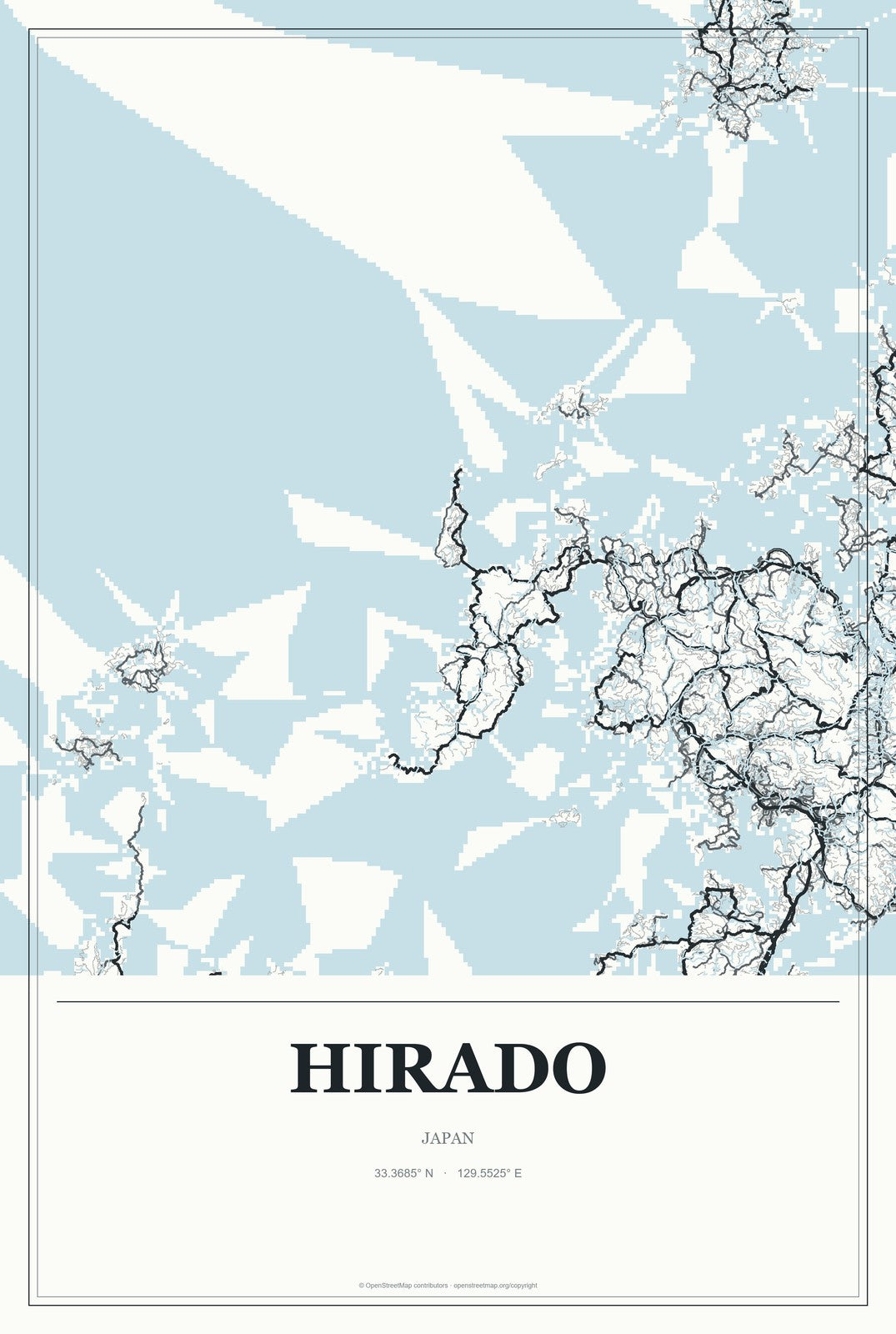 Hirado, Japan City Map Aluminum Sign in Gallery Air style