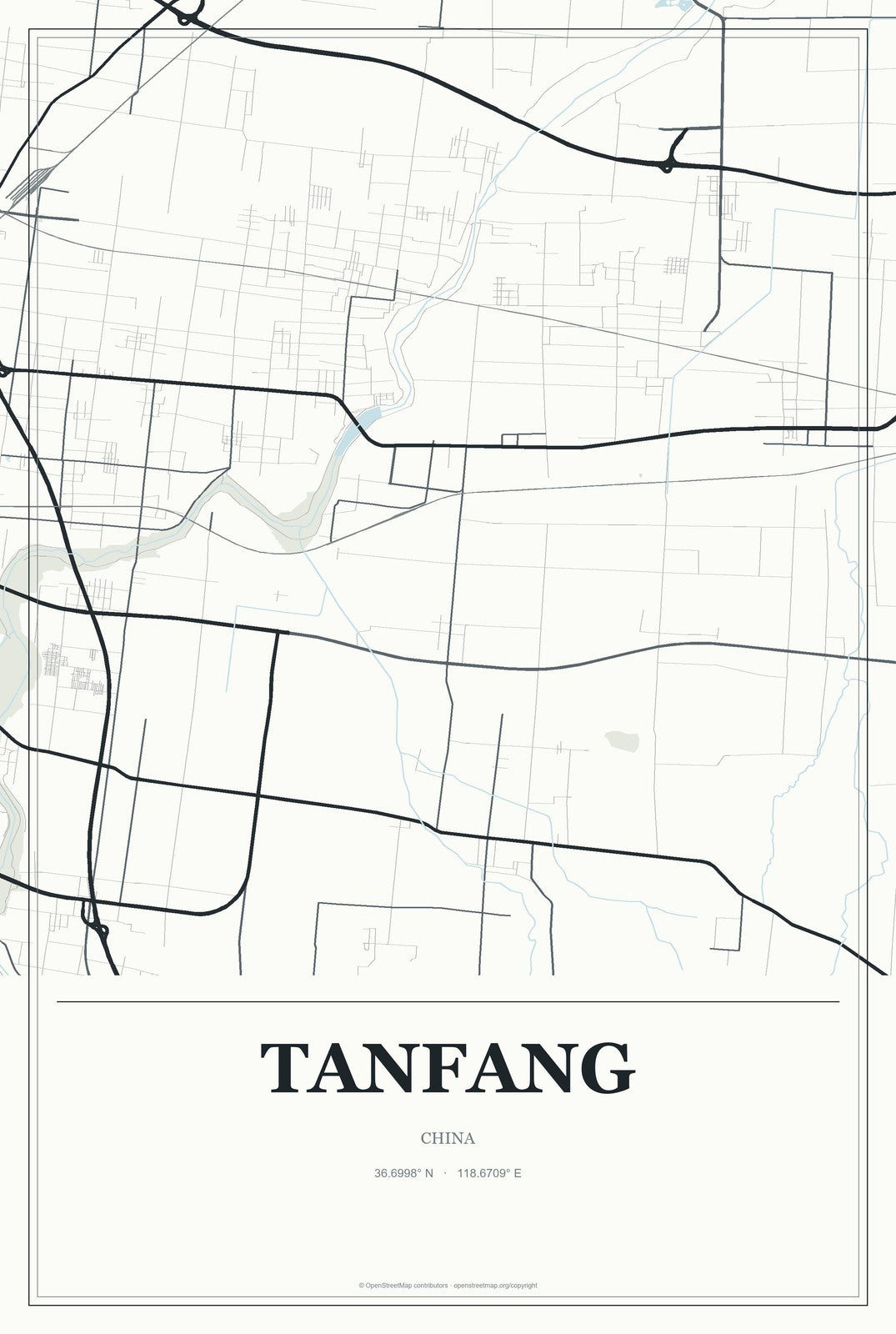 Tanfang, China City Map Aluminum Sign in Gallery Air style