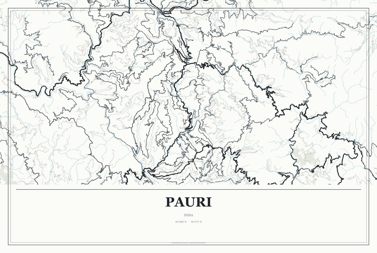Pauri, India City Map Aluminum Sign in Gallery Air style