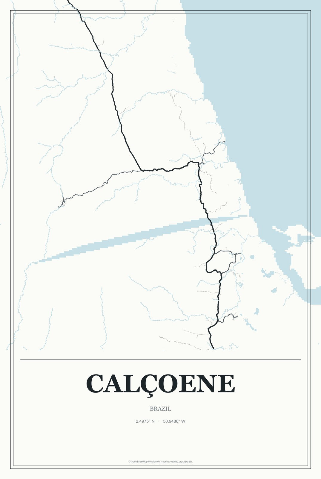 Calçoene, Brazil City Map Aluminum Sign in Gallery Air style
