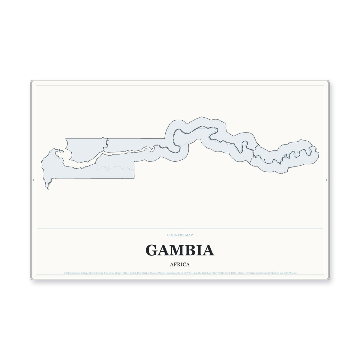 Gambia Country Map Aluminum Sign in Gallery Air style
