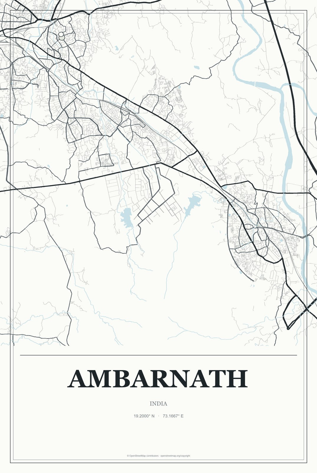 Ambarnath, India City Map Aluminum Sign in Gallery Air style