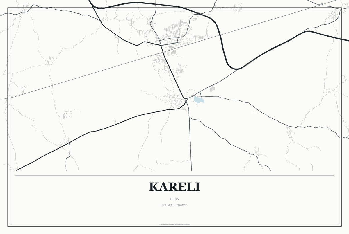 Kareli, India City Map Aluminum Sign in Gallery Air style
