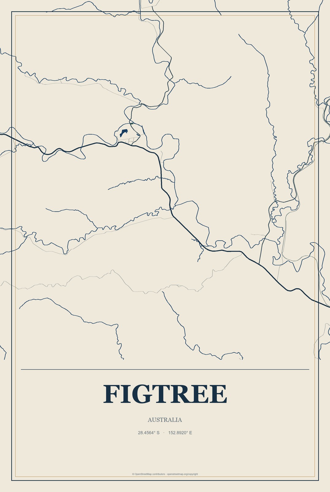Figtree, Australia City Map Aluminum Sign in Coastal Cutout style