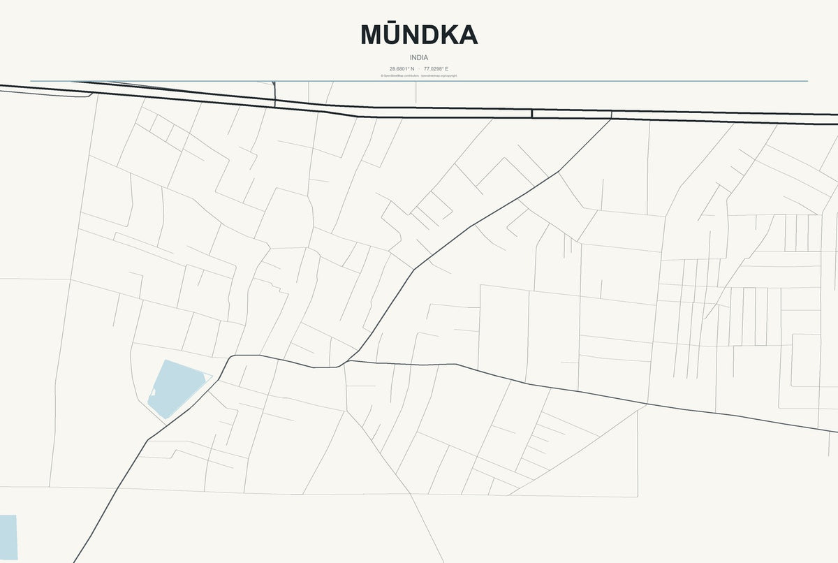 Mūndka, India City Map Aluminum Sign in Headline Atlas style