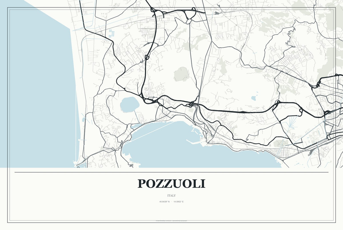 Pozzuoli, Italy City Map Aluminum Sign in Gallery Air style