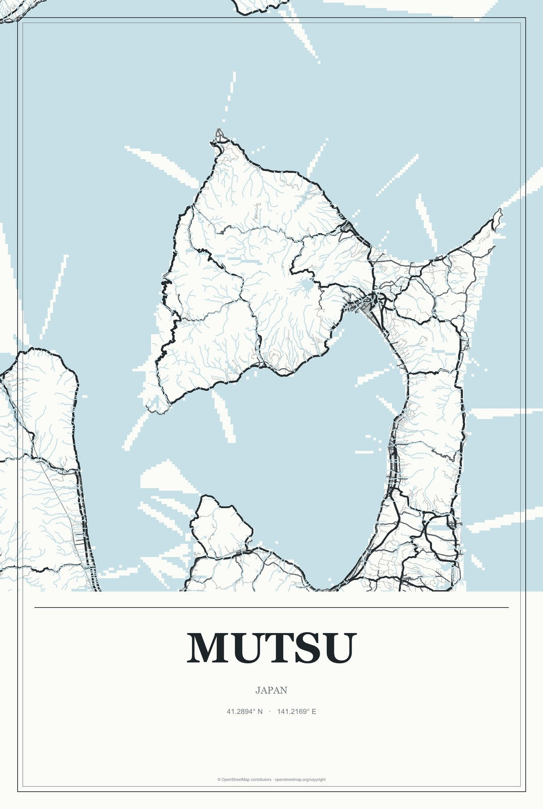 Mutsu, Japan City Map Aluminum Sign in Gallery Air style