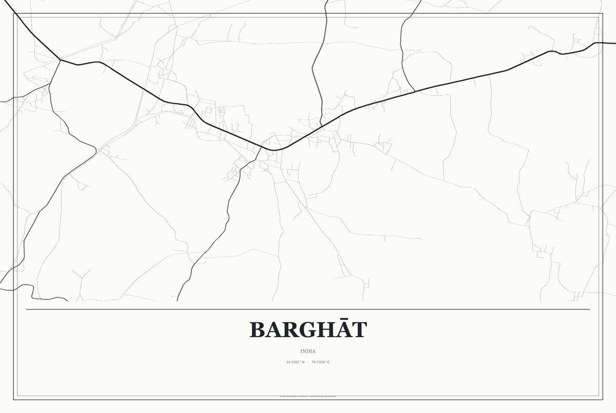 Barghāt, India City Map Aluminum Sign in Gallery Air style