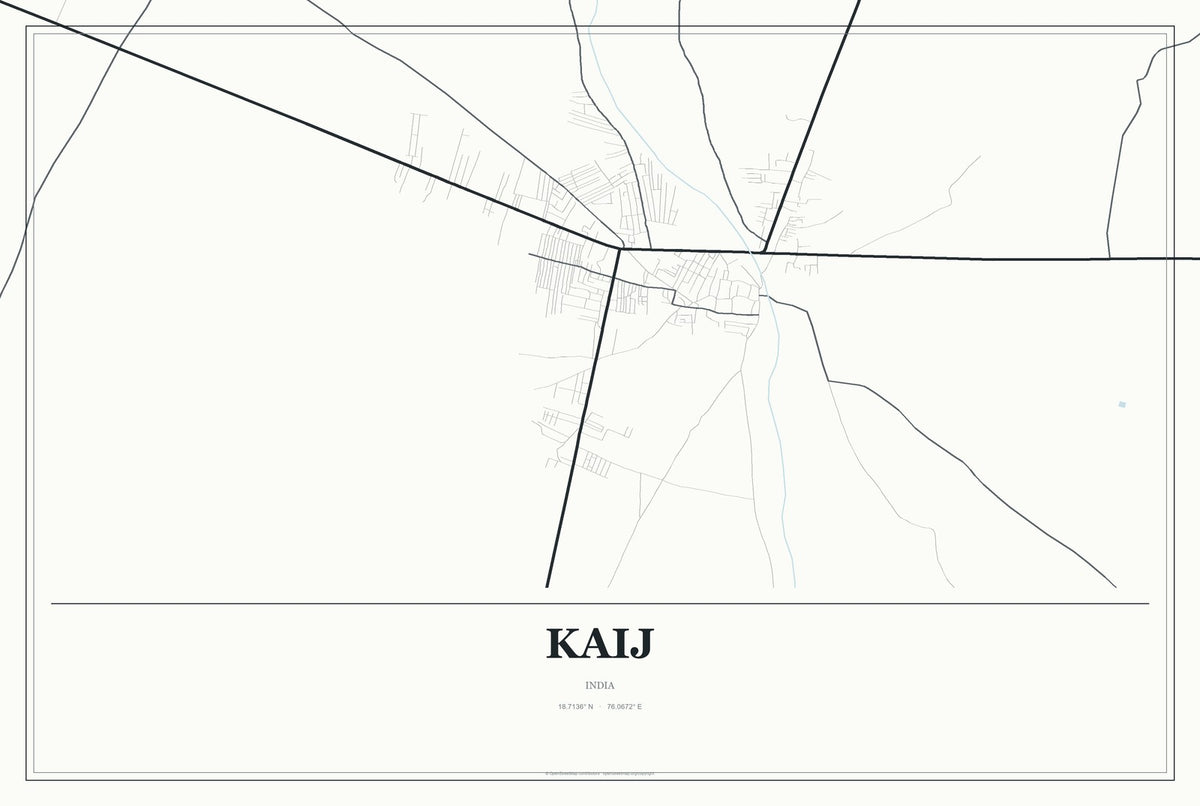 Kaij, India City Map Aluminum Sign in Gallery Air style