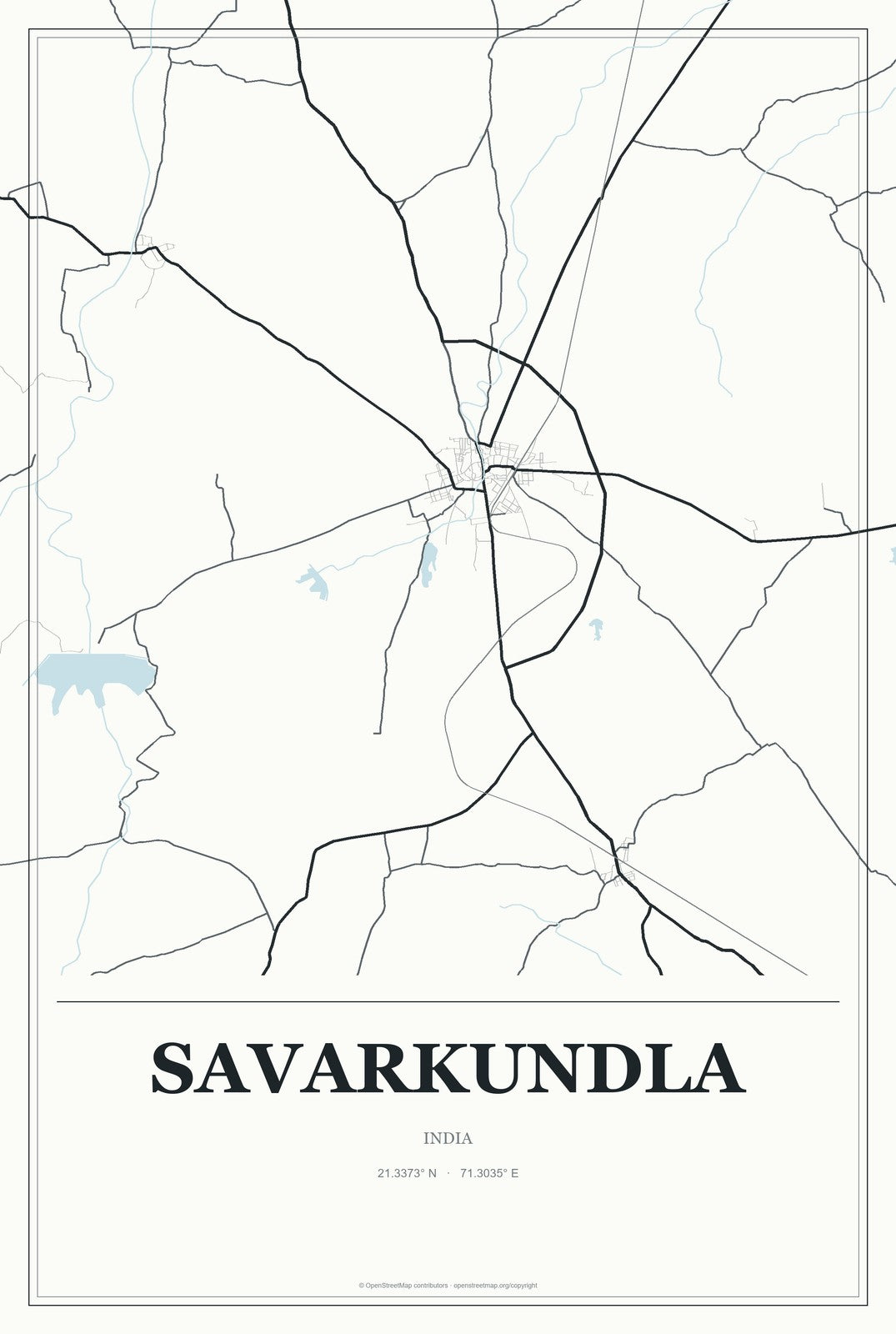 Savarkundla, India City Map Aluminum Sign in Gallery Air style