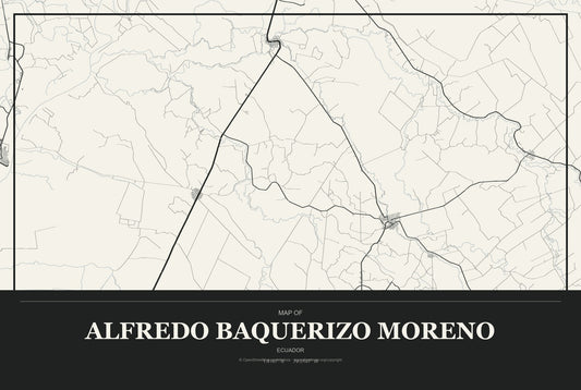 Alfredo Baquerizo Moreno, Ecuador City Map Aluminum Sign in Museum Plaque style