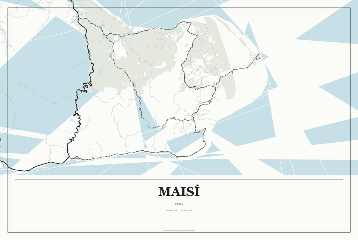Maisí, Cuba City Map Aluminum Sign in Gallery Air style