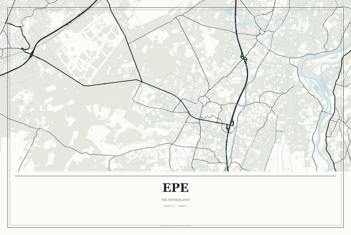 Epe, The Netherlands City Map Aluminum Sign in Gallery Air style